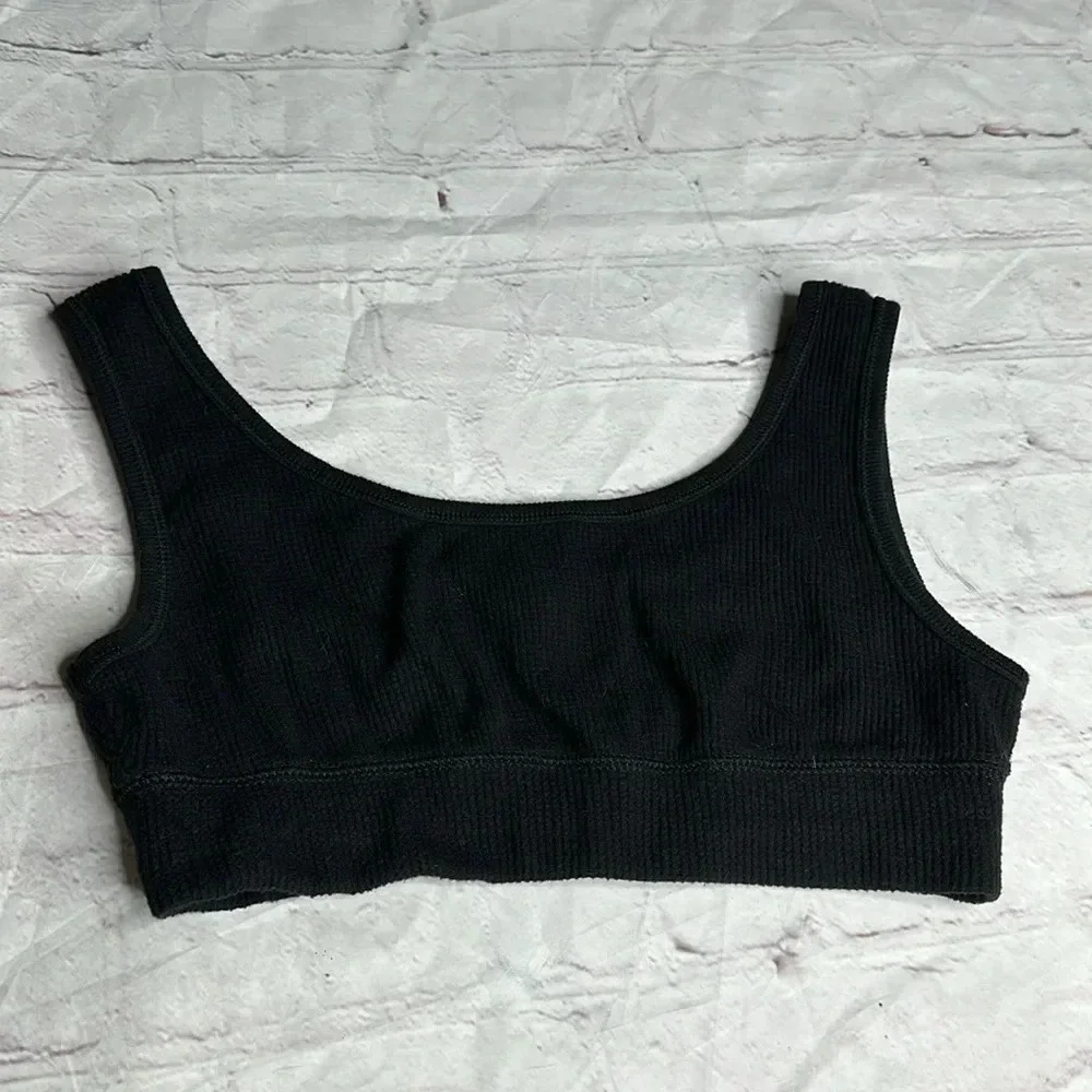 Skims waffle Knit scoop bra in Onyx size M GUC - Picture 2 of 4